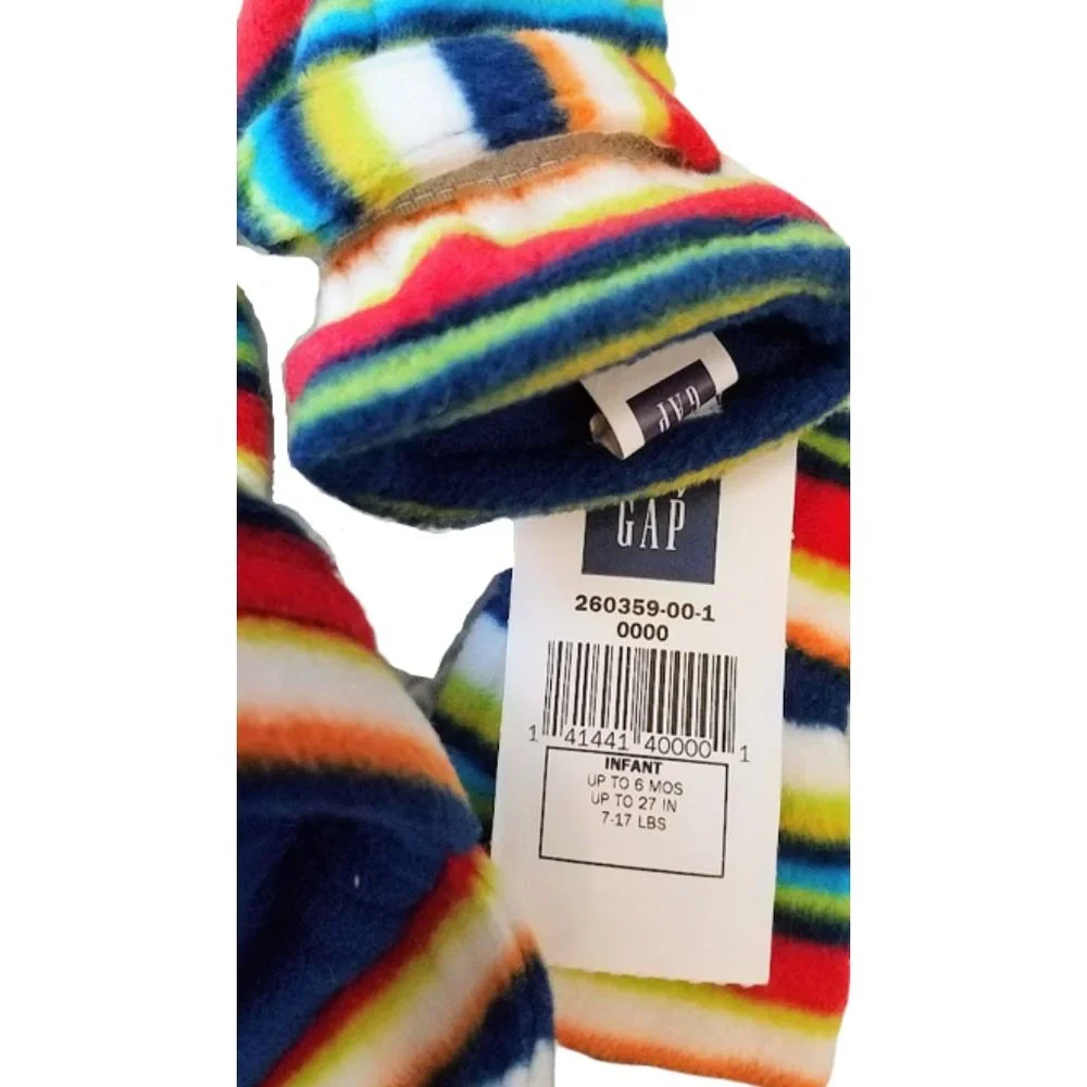 BABY GAP Colorful Striped Beanie Hat & Mittens Set - Infants Up to 6 MO